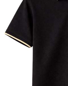 Polo à col zippé noir personnalisé pour homme, manches courtes, col contrastant, vêtements de golf décontractés, mélange de coton, fabricant sur mesure - Product Image 5