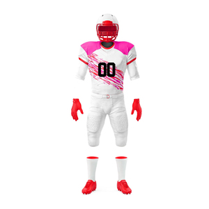 Uniforme de Fútbol Americano Personalizado, Blanco, Rosa y Rojo, Impresión por Sublimación, Poliéster Transpirable, para Hombre Adulto, Servicio OEM - Product Image 1