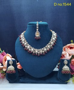 Exquisite Pear Cut Stone Studded Necklace <b>Set</b> Traditional Wear Jewelry <b>Sets</b> Antique <b>Gold</b> Plated Fashion <b>Jewellery</b> <b>Set</b> For Womens - Product Image 5