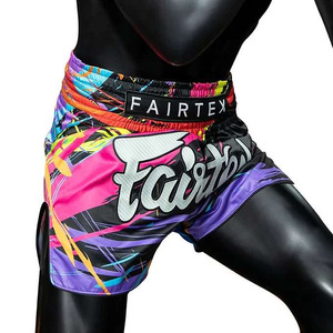 Muay Thai Shorts Slim Cut Retro Palm <b>Tree</b> Pattern Boxing Kickboxing Trunks Training Martial Arts Performance Sportswear Adult - Product Image 1