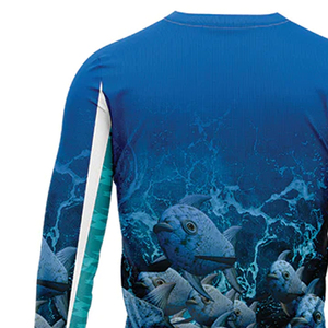เสื้อโปโลตกปลาผ้าโพลีเอสเตอร์ 100% ป้องกันรังสียูวี UPF 50+ แห้งเร็ว ระบายอากาศได้ดี พิมพ์ลายสำหรับผู้ชาย - Product Image 4