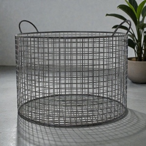 Panier de rangement en fil métallique rond avec poignées, panier rustique multi-usages pour l'organisation et le rangement - Product Image 3