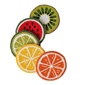 Luxury Handmade <b>Beaded</b> Embroidery Fruit Design Four Set <b>Coaster</b> Elegant Premium Dining Table Decor Fancy Unique From India - Product Image 6