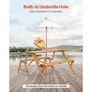 Set panca da tavolo da Picnic in legno intercambiabile 2-in-1 trasformabile per uso giardino esterno - Product Image 4
