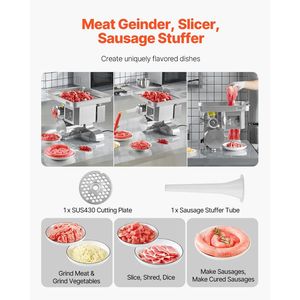 Picadora de Carne Eléctrica de 11 Libras/Minuto con Rebanadora, Embutidora de Salchichas y Cuchilla de Acero Inoxidable para Uso Doméstico en la Cocina - Product Image 2
