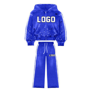 Custom Plus Size Acid <b>Wash</b> Breathable Windproof Solid Streetwear Sweat Jogger Stacked Pants Tracksuits Heavyweight <b>Tech</b> Fleece - Product Image 1
