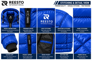 <b>Mens</b> Blue Hoodie shiny Puffer Jacket Windproof Winter streetwear running Coat customized logo <b>mens</b> puffer jacket wholesale - Product Image 5