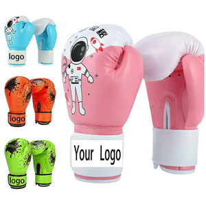 Gants de boxe en cuir PU vert multicolores avec fermeture Velcro à motif goutte de peinture noire pour l'entraînement des adultes - Product Image 4