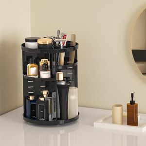 Organisateur de maquillage rotatif à 360 degrés avec plateaux ajustables, carrousel de rangement pour produits de soin et de beauté - Product Image 1