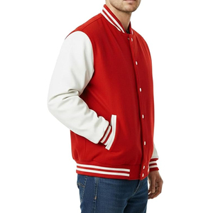 เสื้อแจ็คเก็ตวาร์ซิตี้คุณภาพสูงสำหรับผู้ชาย ปักโลโก้ตามสั่ง แขนหนังผสมขนสัตว์  แจ็คเก็ตเบสบอลแบบ Letterman สำหรับวิทยาลัย  ผู้จำหน่าย - Product Image 2