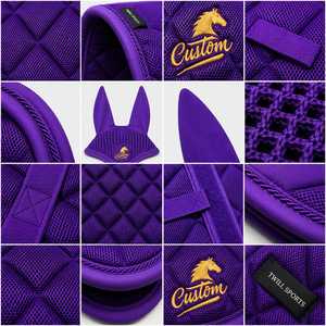 Custom Purple Quilted Horse Saddle Pad Front Logo Velcro Closure Unisex 140g Woven Fabric Digital Printed Customize Material - Product Image 3