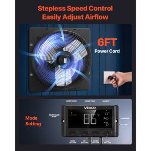 Ventola di scarico a otturatore da 16 pollici con programmazione intelligente controllo della temperatura a velocità variabile 2900 Timer motore CFM EC per capannone serra - Product Image 6
