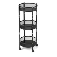 Chariot de rangement rond à 3 niveaux en métal avec roulettes, étagère de rangement portable pour la maison et le salon