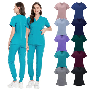 Blouses médicales pour femmes, col en V, manches courtes, uniformes médicaux, couleur personnalisable, coton et polyester tissé, usage hospitalier - Product Image 2