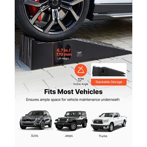 2 Rampe Portatili per Auto ad Alto Profilo, Capacità 16000 Libbre, Altezza Sollevamento 6.7 Pollici, per Manutenzione Garage Domestico - Product Image 2
