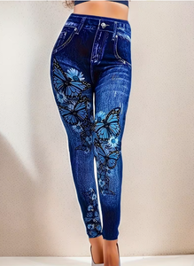 Pantalones de Moda para Mujer TRIBON SPORTS, Leggings de Mezclilla de Cintura Alta, Sólidos, de Corte Regular, Lavado Medio, Jeans Casuales de Verano - Product Image 5