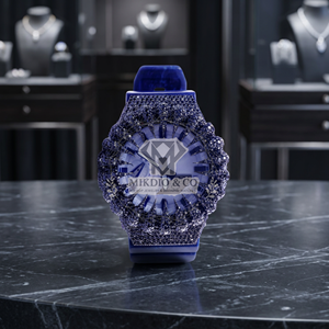 Reloj Deportivo de Lujo para Hombre, con Correa de Goma Azul, Doble Adorno, Estilo Hip Hop, con Piedras de Color Morado Oscuro y Logotipo Personalizado Directo de Fábrica - Product Image 4