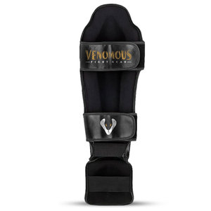 Protège-tibias en cuir PU Venomous Gold Reaper, légers, réglables, personnalisés, protection professionnelle pour MMA et Kickboxing - Product Image 3