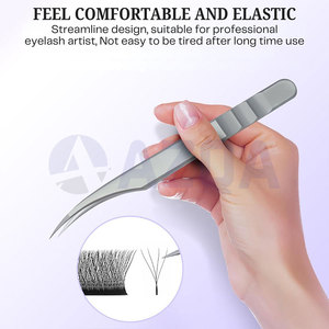 Premium Quality Stainless Steel Ultra Fine Curved Tip Tweezers Precision Lash Extension Volume Application Tool - Product Image 2