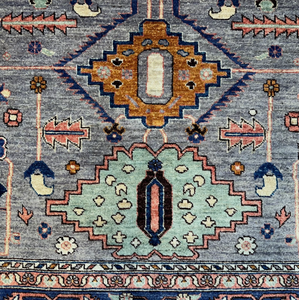 Tapis noué à la main de haute qualité en laine, avec motifs et broderies, pour salon et chambre à coucher - Product Image 1