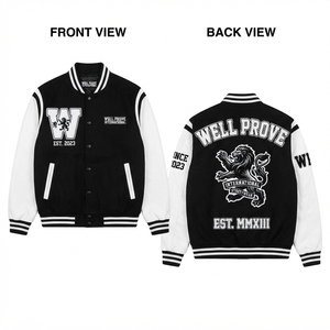 750 GSM Wool Body Breathable Winter Varsity Jacket Royal Blue Chenille <b>Patch</b> Logo Full Sleeve Cotton Lining Front & <b>Back</b> - Product Image 5