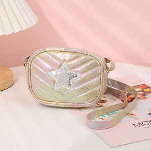Nueva Bolsa Cruzada para Niños: Mini Bolsa de Hombro Holográfica Arcoíris, Cuero PU con Color Degradado, Casual y Moderna - Product Image 2