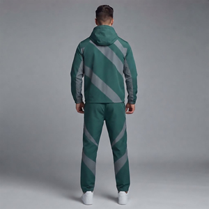 Ensemble survêtement baggy coupe-vent en nylon réfléchissant, veste zippée et pantalon de jogging deux pièces pour homme, personnalisable en gros - Product Image 2