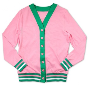 Cárdigan Rosa Verde con Cuello en V, Manga Larga, Cierre de Botones, Suéter Casual para Mujer, Color Sólido, Tejido de Punto, Corte Regular, Lana/Acrílico para Invierno - Product Image 1