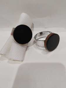 Wooden Round Luxury <b>Napkin</b> Ring Both Side Cover With <b>Silver</b> Metal Wedding Dinner Table Setting Decor Luxury <b>Napkin</b> Ring - Product Image 5