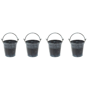 Set Of 3 Galvanized Metal <b>Buckets</b> With Handles Silver Galvanized Iron Pail <b>Bucket</b> Iron Pail Planters For Home Garden Decoration - Product Image 6