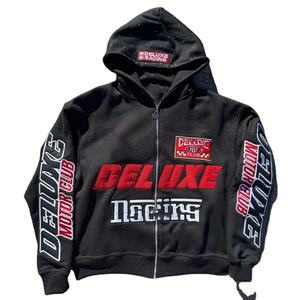 Sweat à capuche brodé 100 coton avec strass sur la capuche Zip-up entièrement personnaliser les sweats à capuche pour homme - Product Image 1