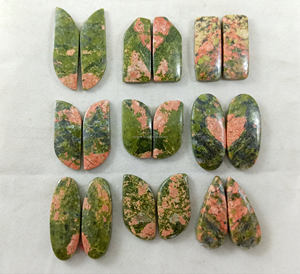 Vente en gros, lot de cabochon en jaspe naturel unakite, pierres précieuses vertes semi-précieuses en vrac, bijoux faits à la main en fil métallique pour cristaux de guérison - Product Image 2