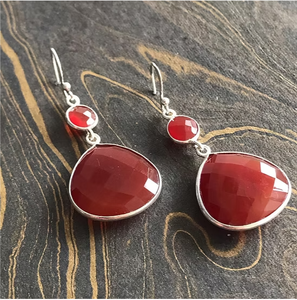 <b>Red</b> Carnelian <b>Earrings</b> Solid 925 Sterling Silver Large Teardrop Gemstone Hook Dangle Hanging For Women - Product Image 2