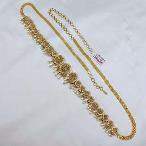 เครื่องประดับร่างกายแฟชั่นแบบดั้งเดิมจาก Jewelemarket ประดับด้วยหิน Pota และมุก Kamarband สำหรับเจ้าสาวและงานเฉลิมฉลอง รุ่น 10575565RGR - Product Image 1