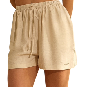 Shorts Tejidos Neutros para Mujer, Cintura Elástica, Casuales de Verano, Ligeros, Transpirables, Cómodos, para Gimnasio y Uso Diario - Product Image 1