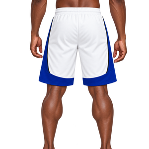 PBS <b>Men</b> <b>White</b> Royal Blue Greek Letter Fleece <b>Shorts</b> D9 Collection Embroidery Drawstring Waist Bermuda Athletic Sports Training - Product Image 2