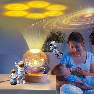 Veilleuse artistique 3D Saturne en cristal, avec boule de verre LED gravée à intensité variable et base en bois, pour chambre à coucher et maison - Offre Spéciale - Product Image 3