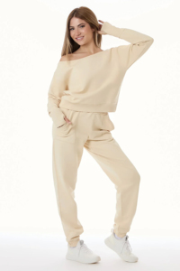 ชุดเซ็ตแทรคสูทผู้หญิงสำหรับฤดูหนาว ผ้าฝ้ายฟลีซ 100% ลวดลายพิมพ์แบบแอซิดวอช สไตล์สตรีทแวร์ เป็นมิตรต่อสิ่งแวดล้อม ดีไซน์ 2 in 1 แบบเสื้อสเวตเชิ้ตทรงหลวม - Product Image 2