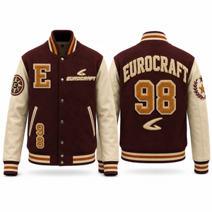 Men's Varsity <b>Jacket</b> Woolen Body Waterproof Windproof <b>Reversible</b> Embroidered Logo Winter Wear Quilted Lining - Product Image 2