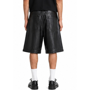 Shorts Bermuda pour Homme en Polyester Noir, Taille Haute, Fermeture Boutonnée, Style Workwear avec Poches, Tissu Tissé, Couleur Unie - Product Image 2