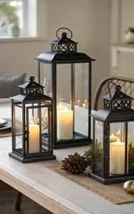 Vintage Gold Iron Portable Tall/<b>Large</b> <b>Candle</b> <b>Lanterns</b> Hanging <b>Candle</b> Holder for Home Decoration & Garden Living Room Parties - Product Image 6