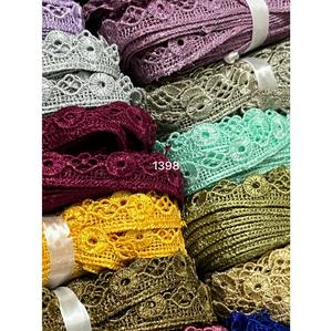 Encaje de diseño bordado a medida, colorido y de alta calidad, para vestidos. Compre en línea a precio mayorista. Encaje de algodón con soporte OEM. - Product Image 4