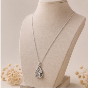 925 <b>Silver</b> Pendant <b>Necklace</b> <b>Set</b> with Matching Earrings Elegant Minimal Designer Jewelry for Women Daily Wear - Product Image 3