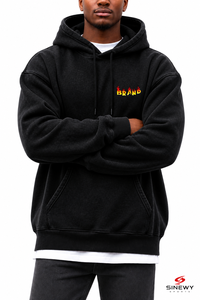 Sudadera con Capucha Negra para Hombre SINEWY SPORTS, Corte Regular, Color Sólido, Tejido Casual, 100% Poliéster, Antiarrugas, para Otoño - Product Image 3