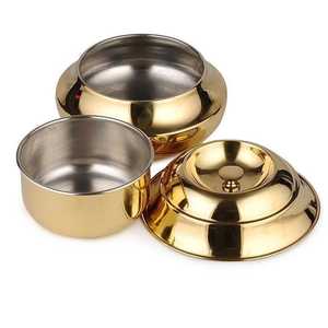 Tazón de Metal Dorado Pulido con Tapa, Diseño Moderno para Servir Alimentos, Apto para Lavavajillas, Estilo Mets Storage - Product Image 6