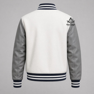 Veste de baseball varsity élégante pour femmes, personnalisée, blanche et grise |   Vêtements grecs pour sororités par Heritage Masonic Regalia - Product Image 2