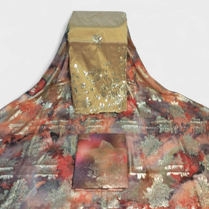 Tela Estampada Fransawi Dirac Negra y Morada de Lujo con Bordado de Lentejuelas para Vestidos de Fiesta Somalíes - Product Image 6