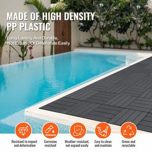 Interlocking Deck Tiles 10 Pack 12"x12" 10 Sq. ft Waterproof Outdoor Plastic Flooring All Weather Patio <b>Floor</b> Decking <b>Cover</b> - Product Image 6