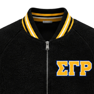 เสื้อแจ็คเก็ตบอมเบอร์แบบกลับด้านได้สำหรับผู้หญิง ยี่ห้อ Sigma Gamma Rho ผ้าเชอร์ปาเนื้อนุ่ม อุ่นสบาย แบบสองด้าน สำหรับชมรมพี่น้องชาวกรีก เสื้อคลุมสำหรับฤดูหนาว - Product Image 3