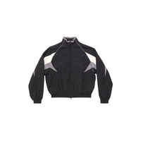 Ensemble de survêtement sportif coupe-vent pour homme, noir, couleurs personnalisables, en polyester tricoté respirant, col montant, pour l'automne, idéal pour le jogging